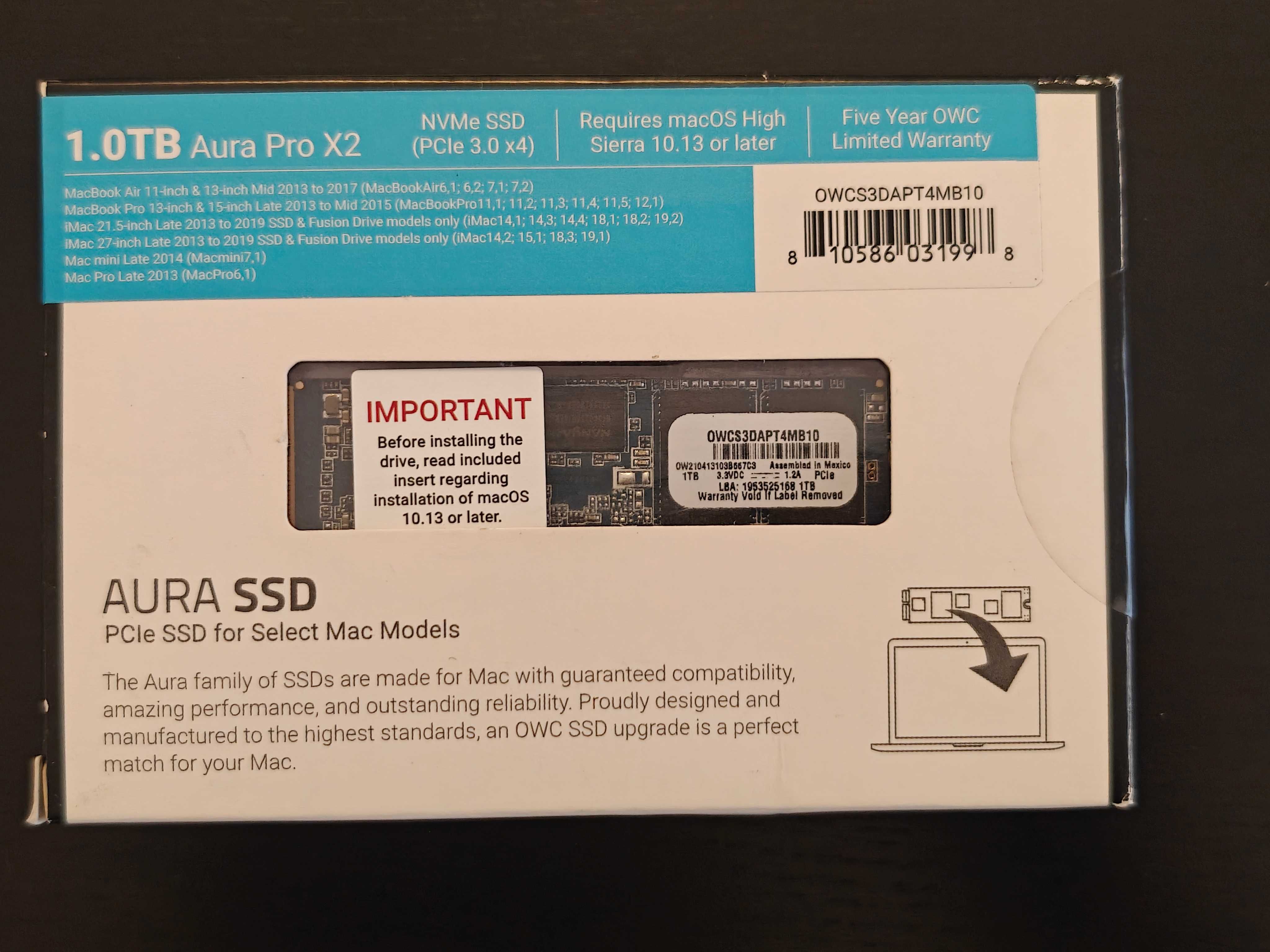 SSD Aura Pro X2 1Tb (p/ upgrade Macbook)