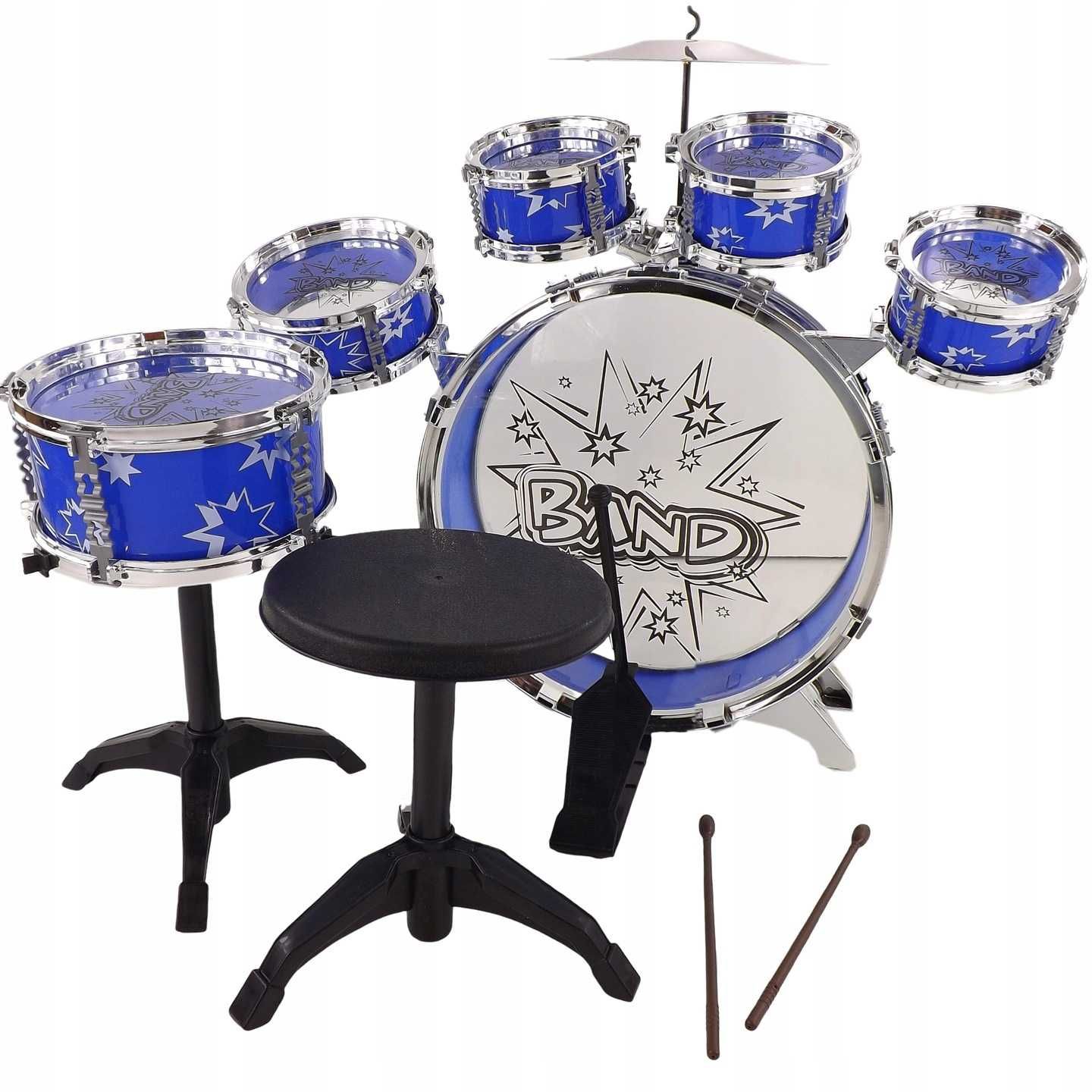 Perkusja niebieska 6 bębnów talerz krzesło dla dzieci model No.: 28807
