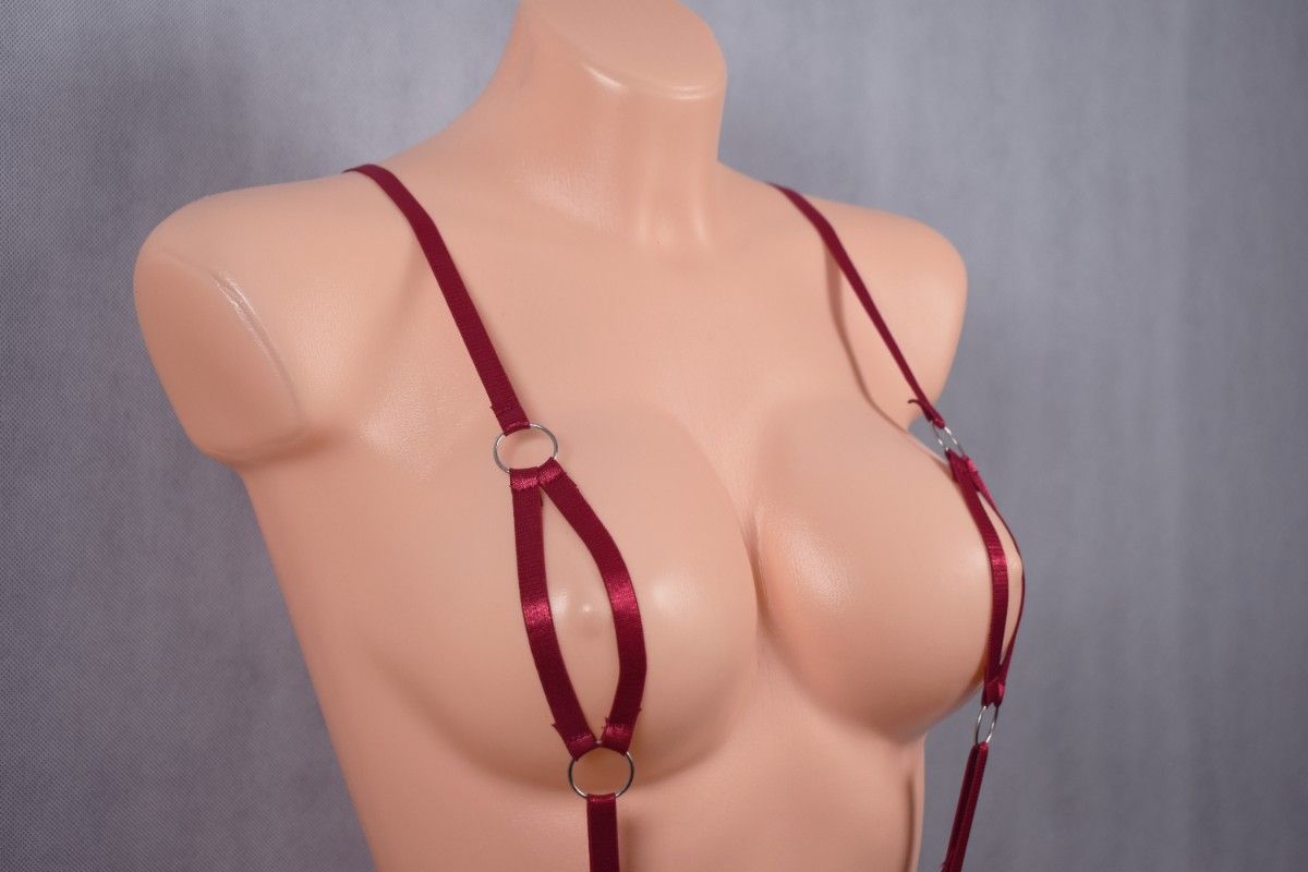 Ellie Monokini plaża sesja paski otwarty biust krocze c.czerwony