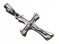 Srebrny krzyżyk z Jezusem dwustronnie zdobiony z dużą przelotką 1.0 cm