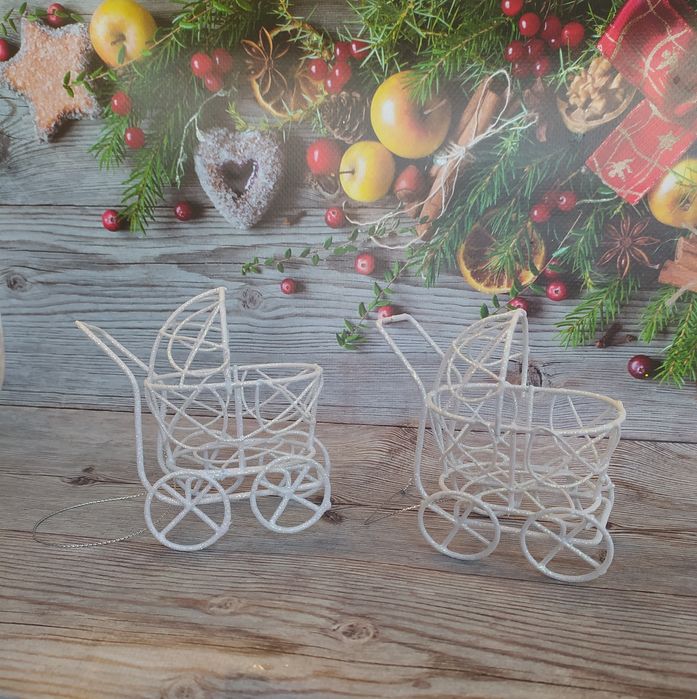 Іграшка на ялинку металева Коляска