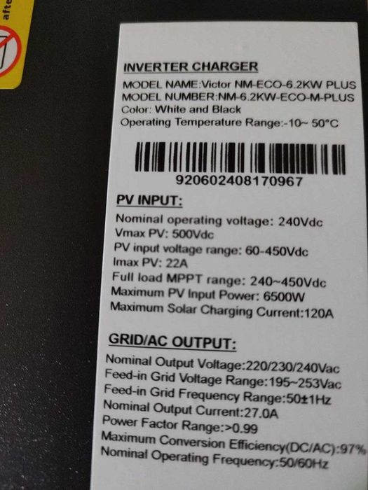 Сонячний гібридний інвертор 6.2 кВт 48V