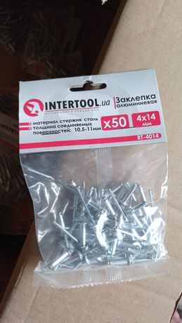 Заклепка алюмінієва 4,0х14,0 мм (50шт в уп) INTERTOOL RT-4014