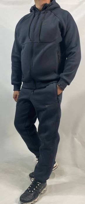 Мужской спортивный костюм Nike зимний теплый на флисе большие размеры