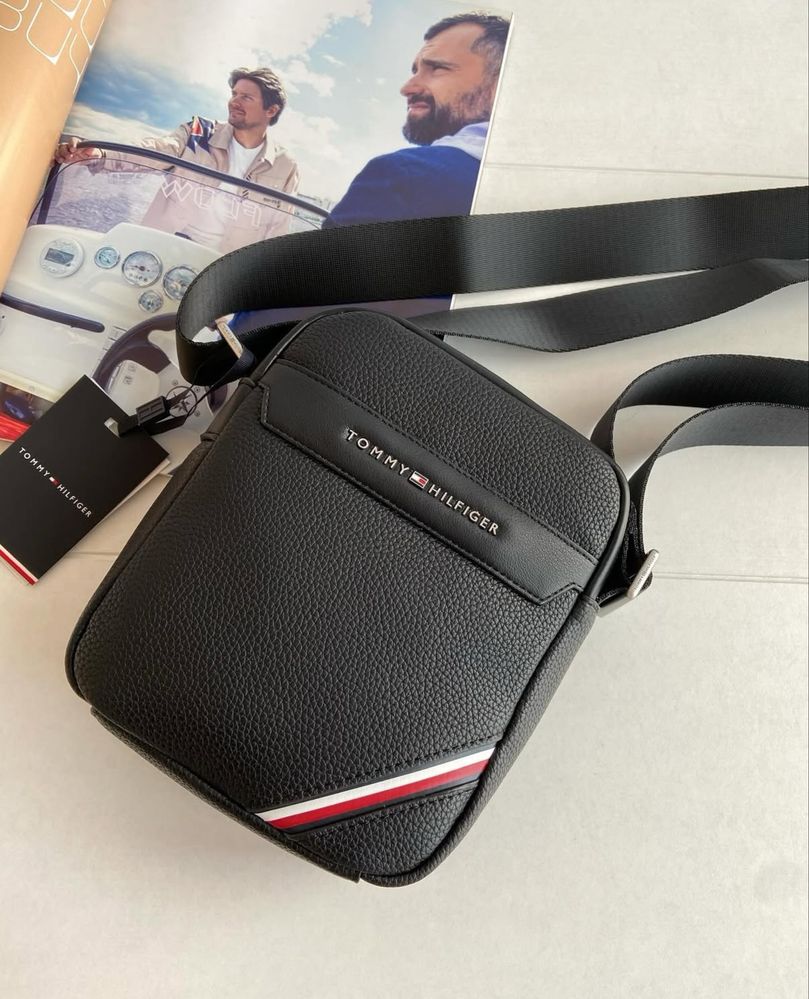 Чоловіча сумка Tommy Hilfiger чорна шкіра оригінал, нова