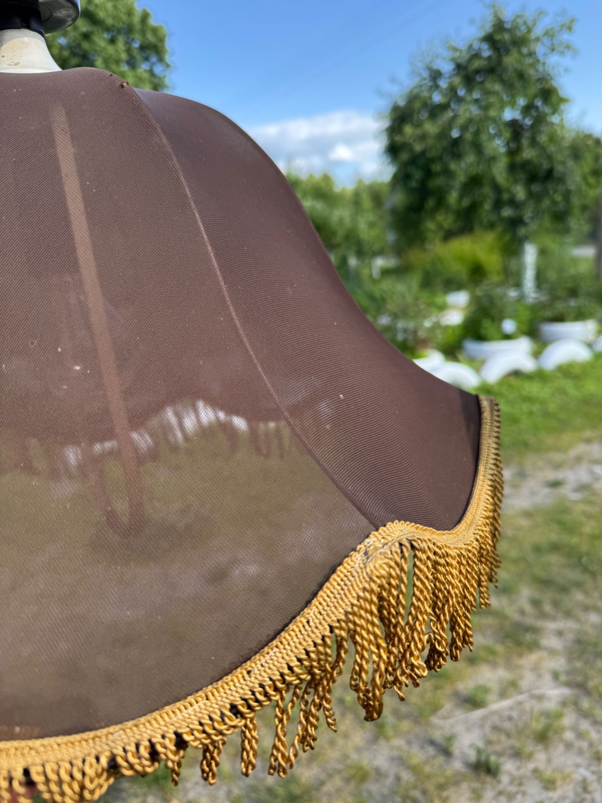 Lampa wisząca retro vintage PRL z frędzlami | boho klimatyczna