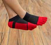 skarpety Fivefingers pięciopalczaste termoaktywne   czarno czerwone