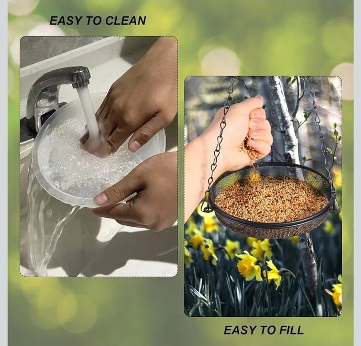 HRAYLTOP wisząca kąpiel dla ptaków i karmnik dla ptaków wiszący karmni