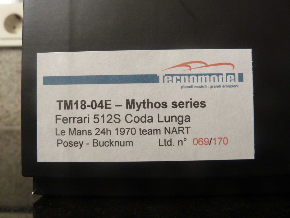 1:18 Tecnomodel, Ferrari 512S, Posey, Le Mans 1970, AutoArt Minichamps