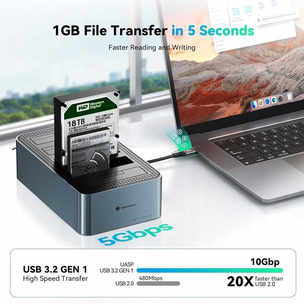 Yottamaster 5 Bay Offline Klonowanie dysków twardych Alumi do 2,5"/3,5