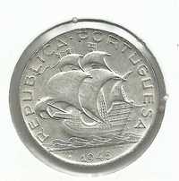 1 Moeda portuguesa – 2,50 Escudos (Prata - 650 0/00) - 1945