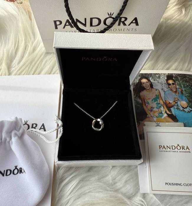 Срібний ланцюжок з перлиною , кулон Pandora. Цепочка, підвіска пандора