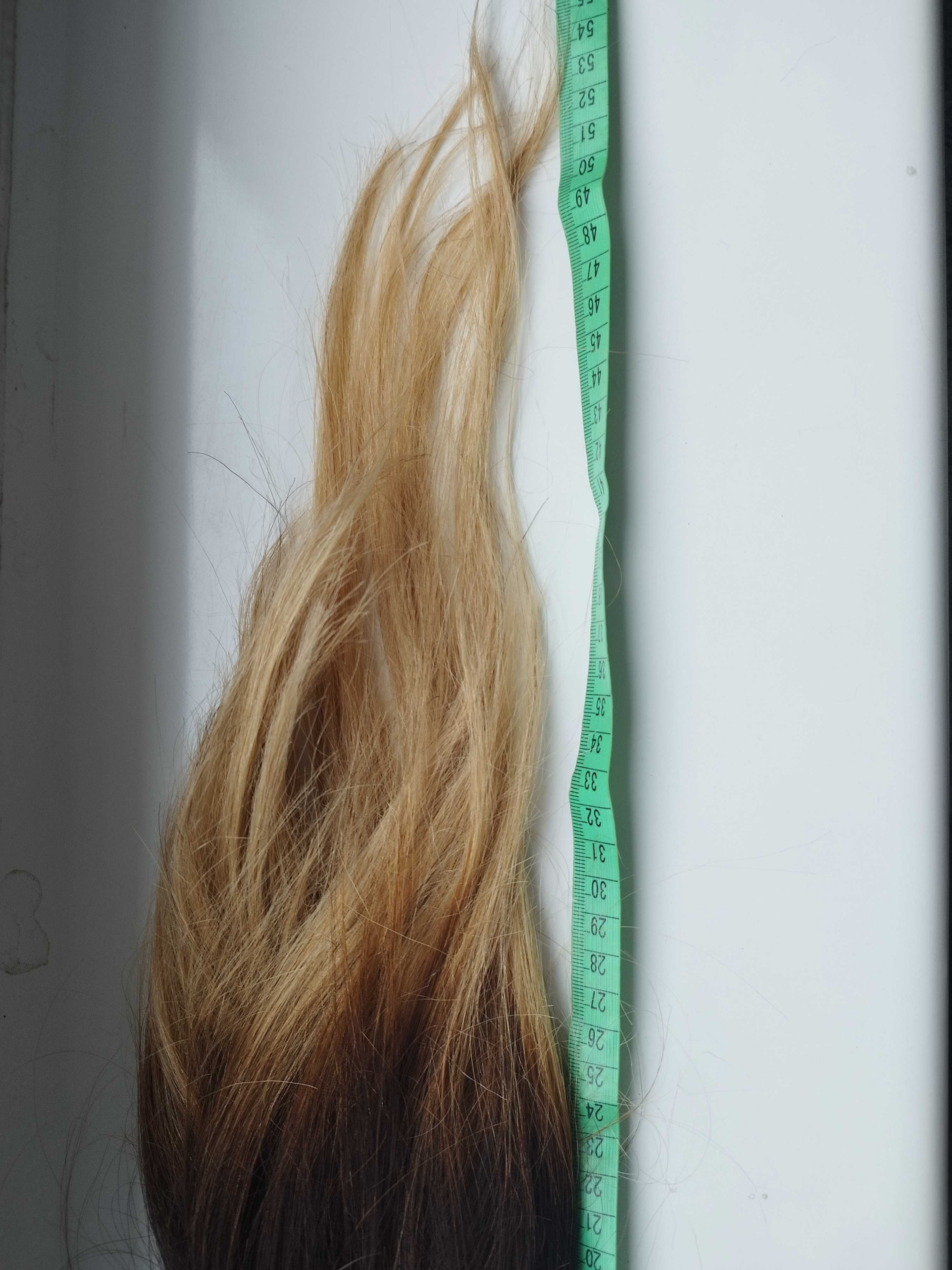 Włosy naturalne clip in 45/50cm 128 gr brązowy i blond ringi taśmy
