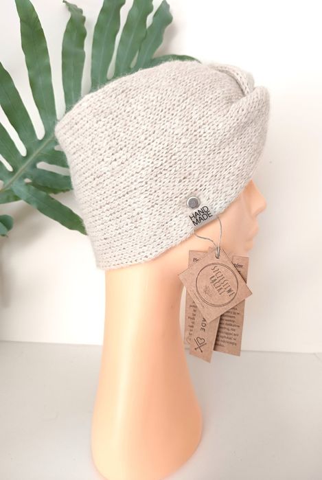 Opaska przeplatana, opaska turban - welna merino, alpaka