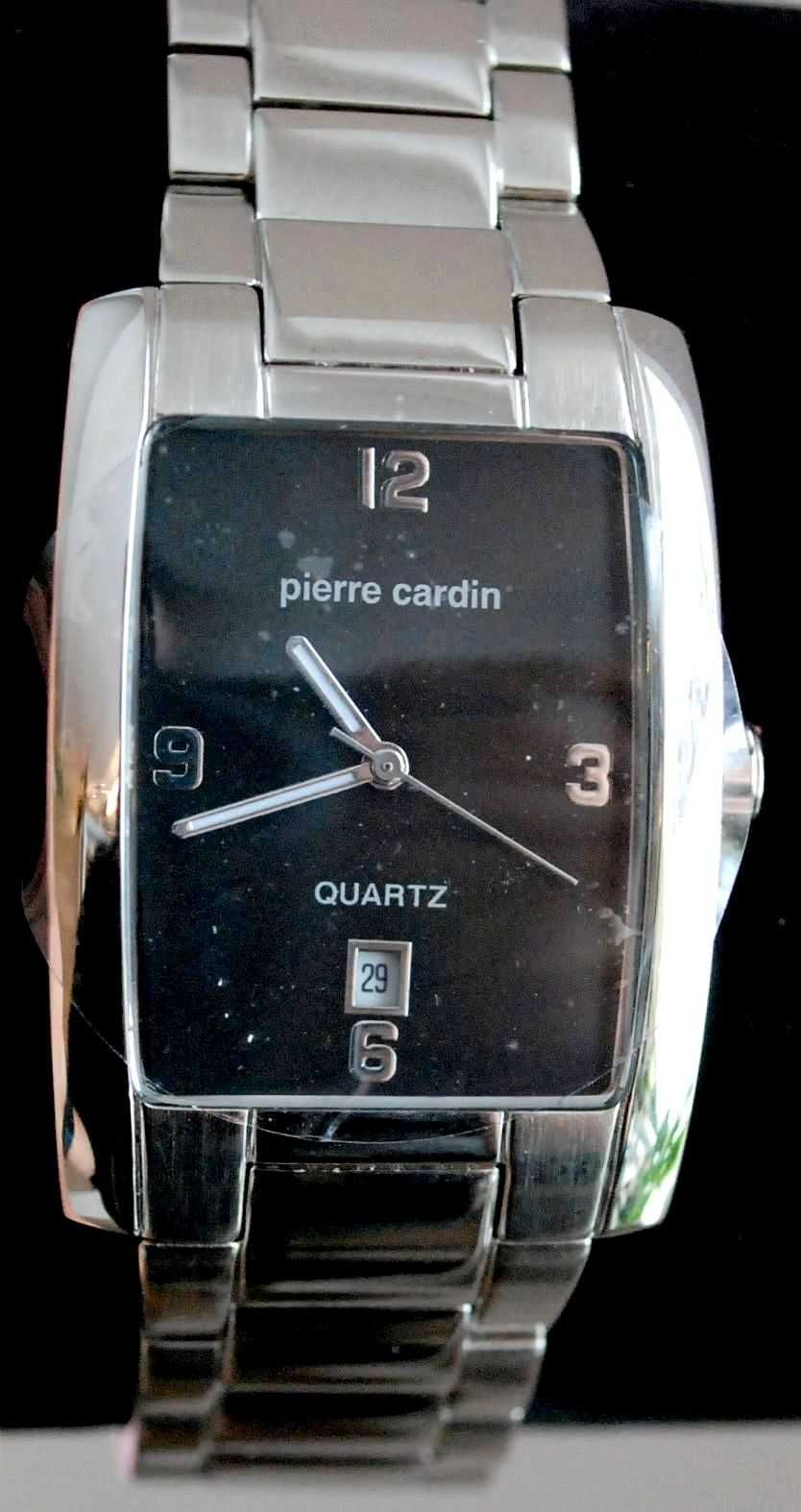Nowy zegarek męski Pierre Cardin z datownikiem, bransoleta stal BOX