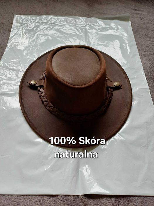 Burke&Wills skórzany kowbojski kapelusz rozmiar M