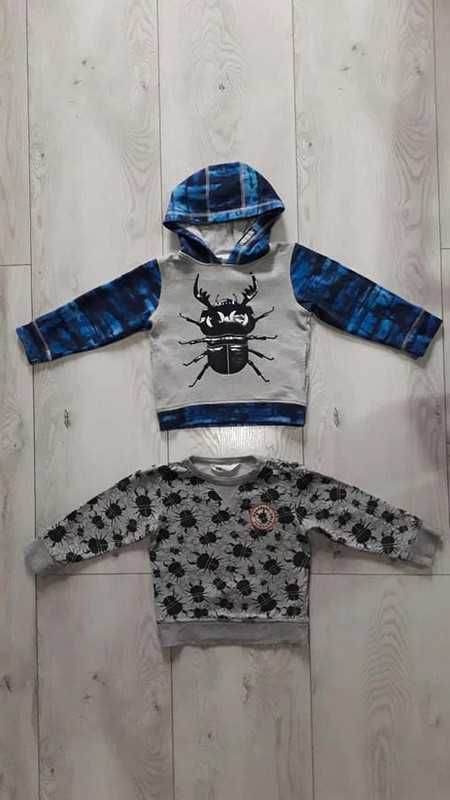zestaw bawełniane bluzy dla chłopca marki H&M roz. 98/104 chrząszcze