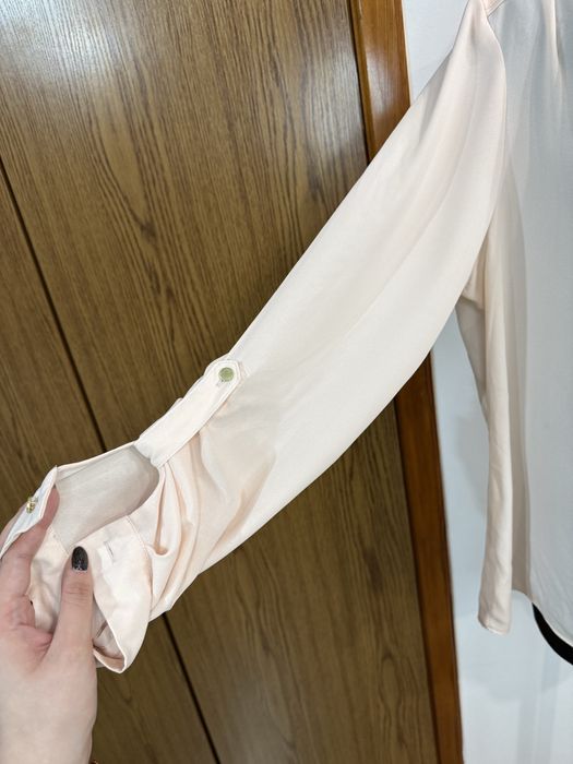 Koszula pudrowy róż z długim rękawem