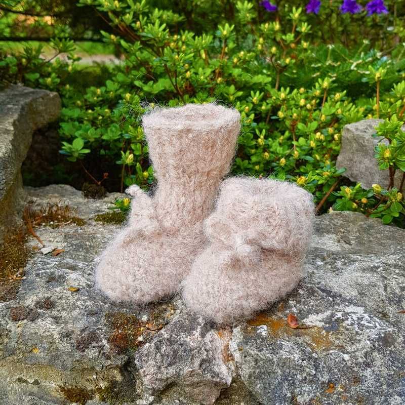Buciki, niechodki, skarpety alpaka/merynos beżowe 11/13 cm