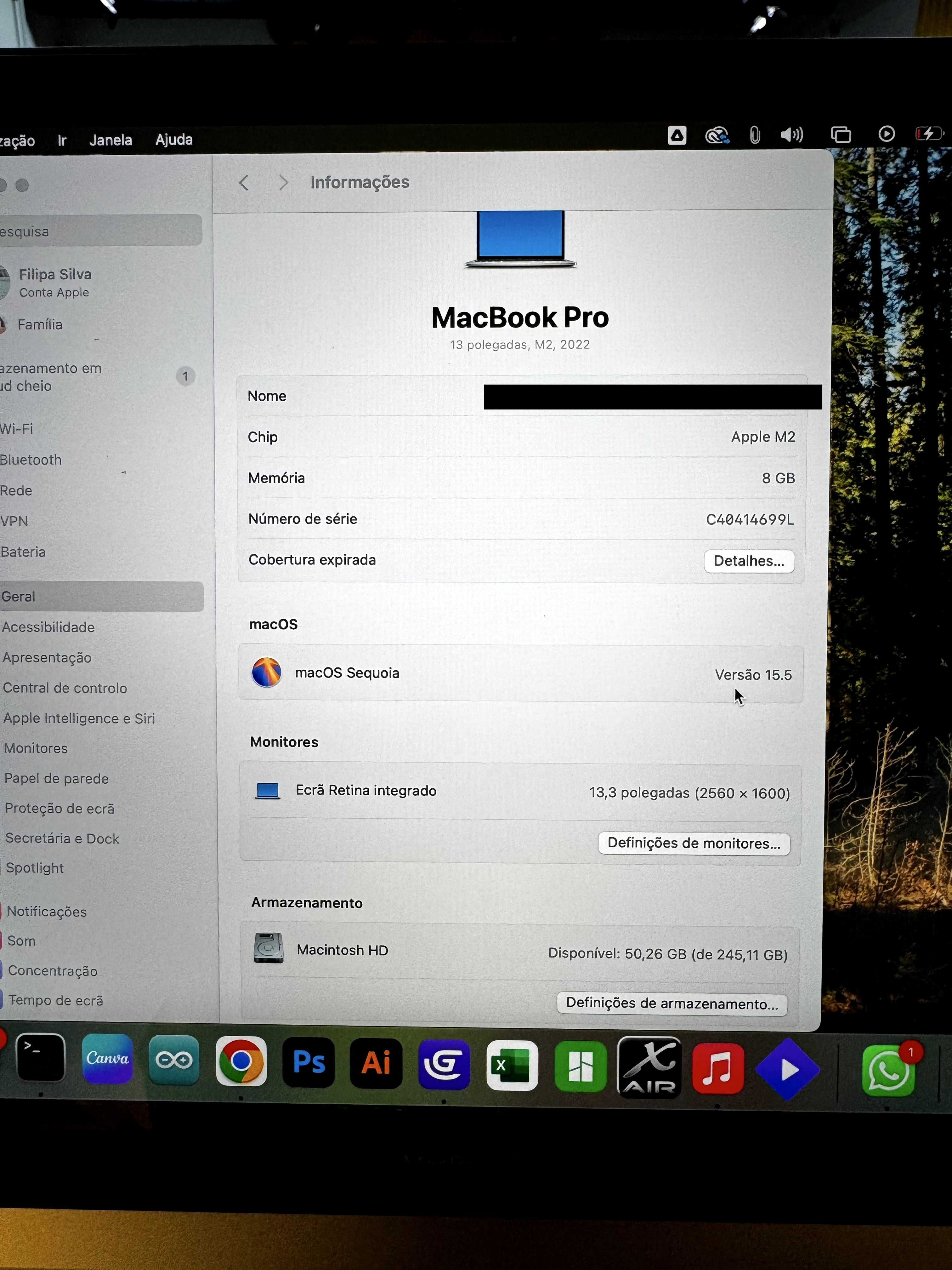 MacBook Pro M2 (2022) – Como Novo | Garantia até Novembro 2026