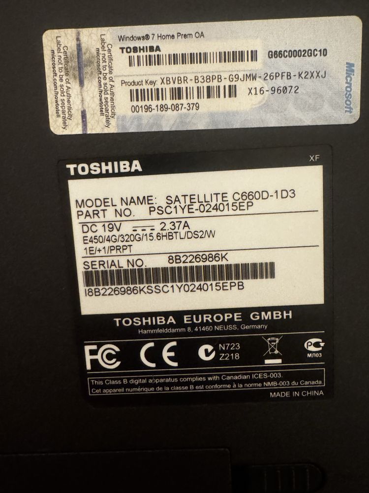 Portátil Toshiba