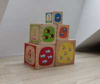 Drewniana zabawka edukacyjna /litery, cyfry, kolory, kształty, obrazki