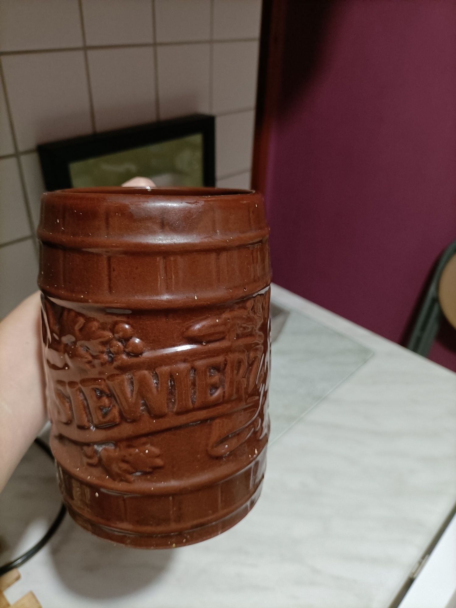 Gliniany kubek PRL