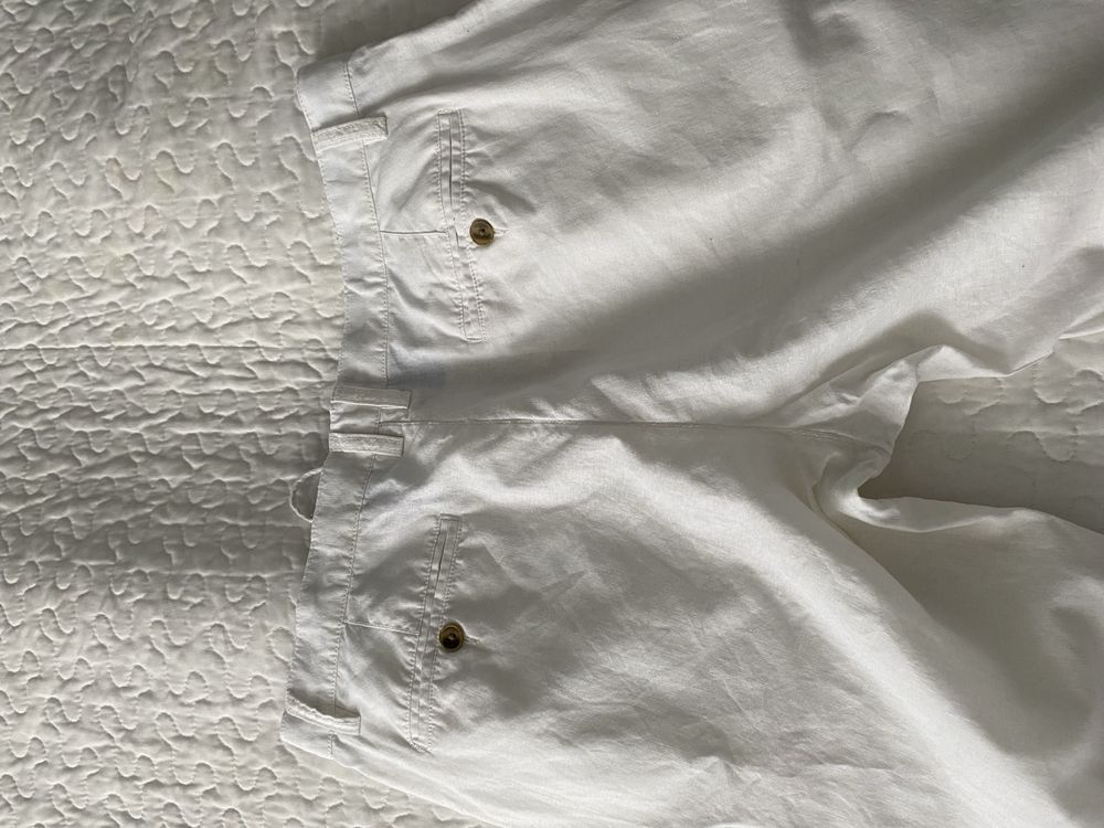 H&M białe spodnie 52 L/XL len
