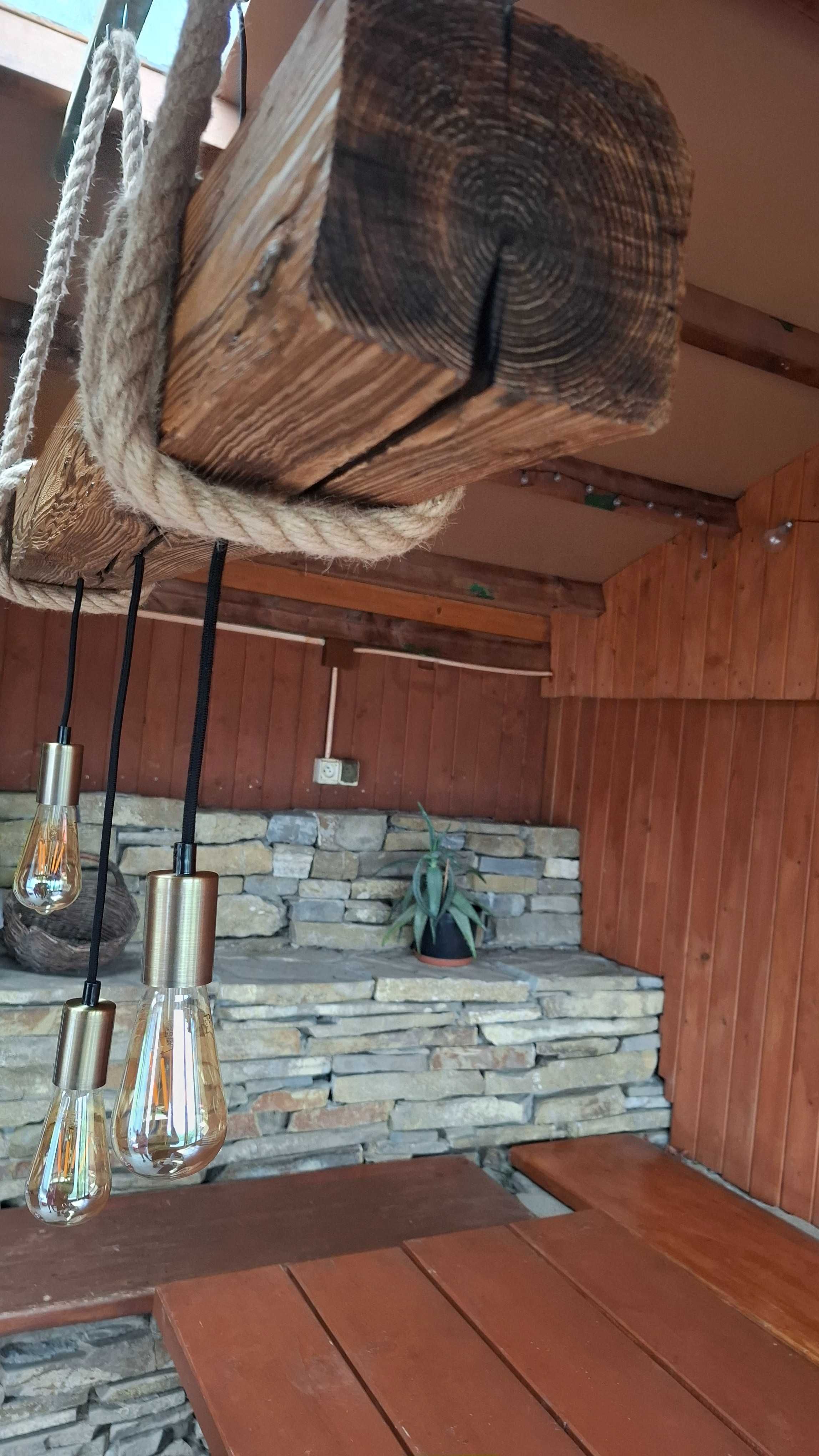 Wisząca Lampa Ze Starej Belki Ręcznie Wykonana Loft