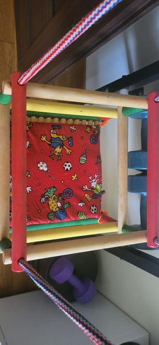 Huśtawka drewniana z poduszką na haki lub drążek domowa ogrodowa