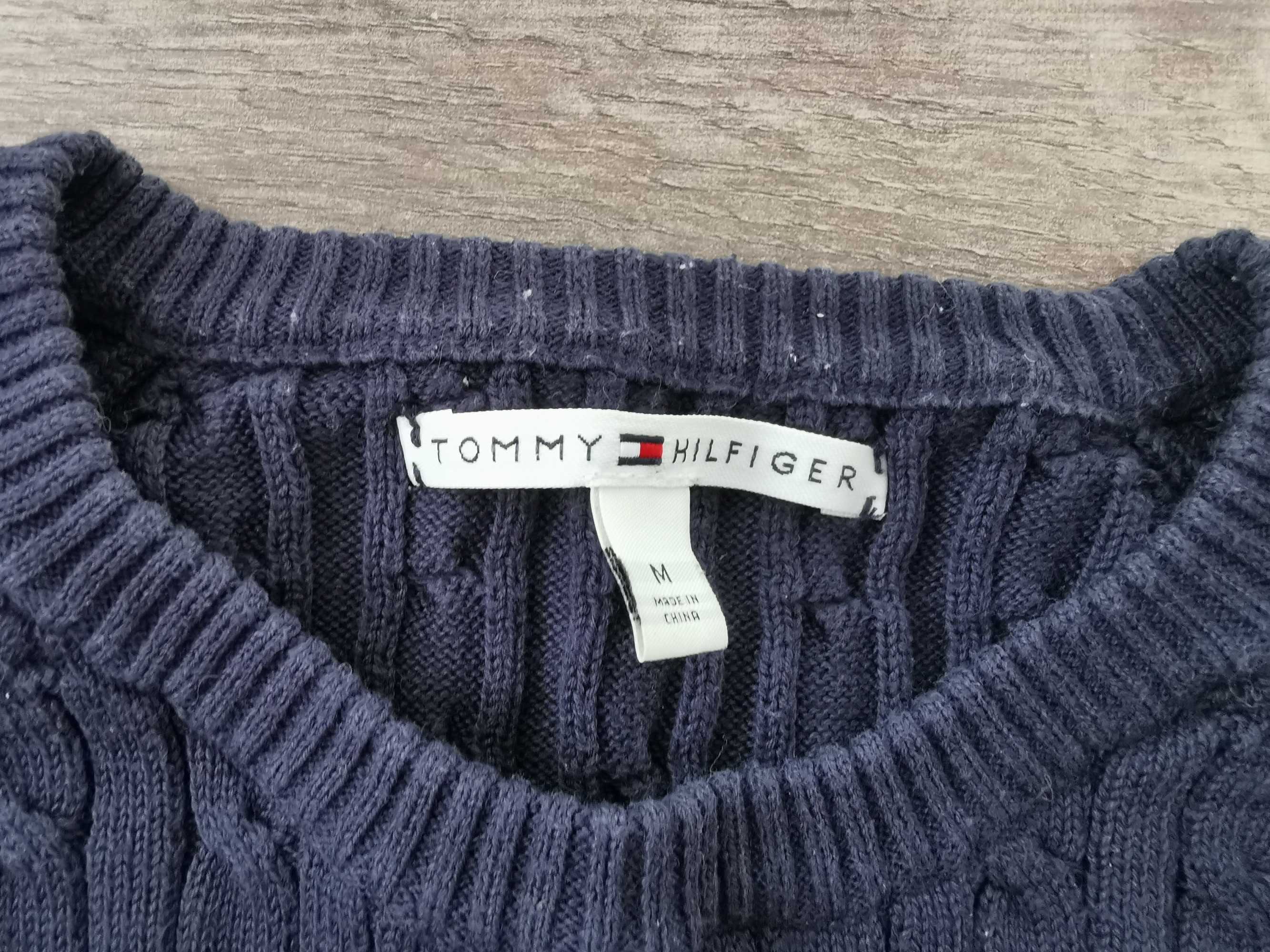 Sweter damski granatowy rękaw 3/4 tommy hilfiger