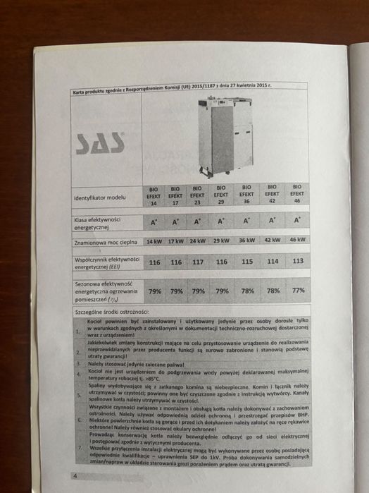 Kocioł SAS BIO EFEKT 14 kW na pellet/bezawaryjny/gotowy do użytku/