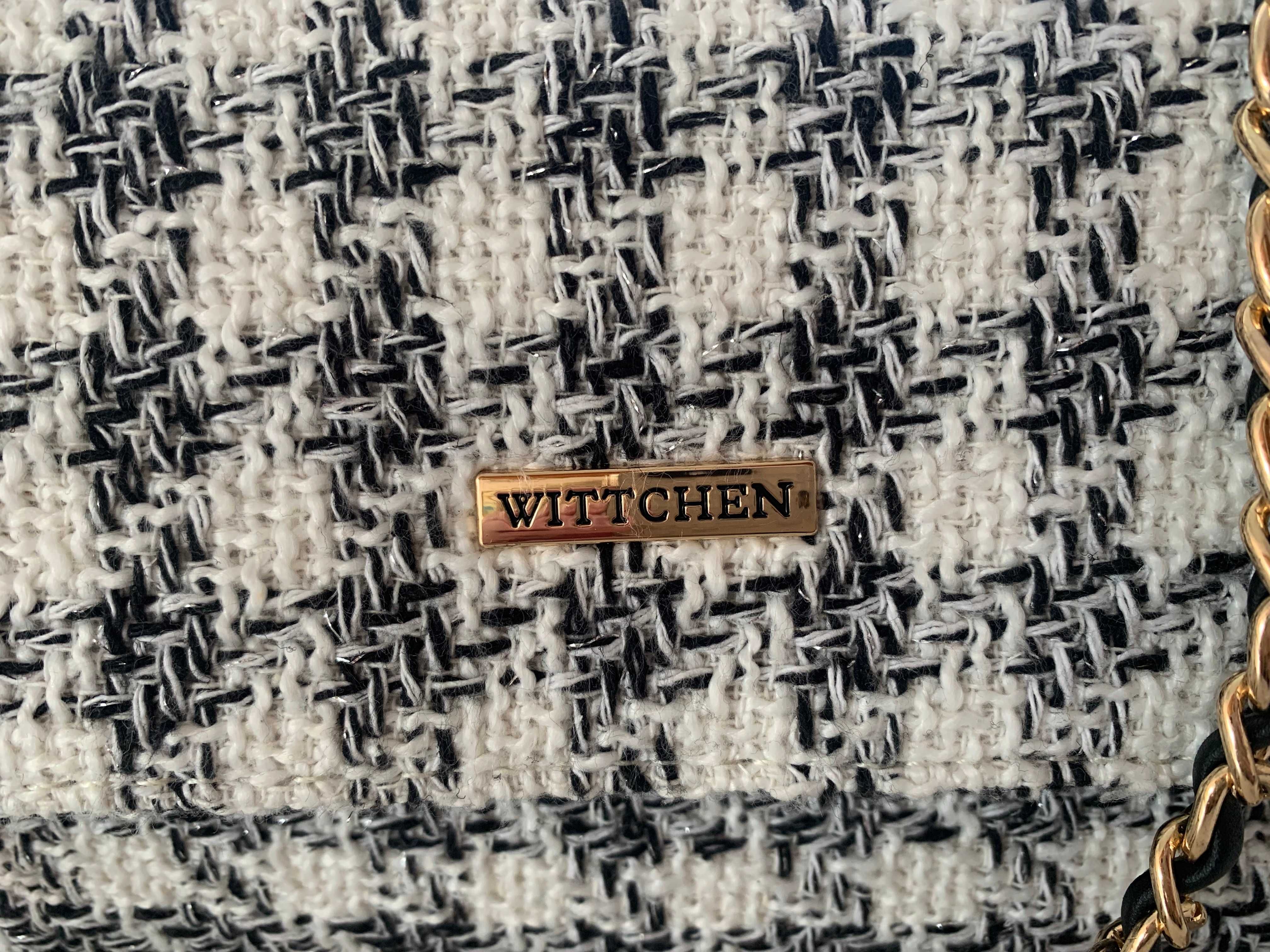torebka listonoszka Wittchen na ramię z tkaniny czarno-biała