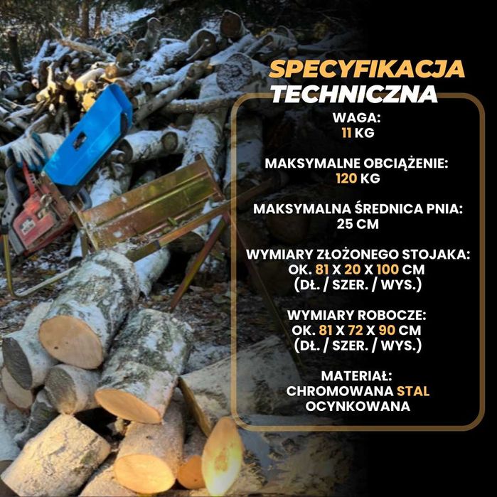stojak do cięcia drewna z uchwytem na piłę łańcuchową koziołek stalowy