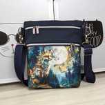Torebka-listonoszka wodoodporna Lis i Księżyc handmade