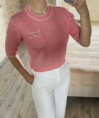 Трикотажна жіноча футболка кофта у смужку chanel