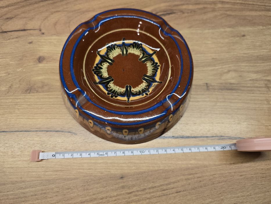 Starocie prl duża popielniczka brązowa