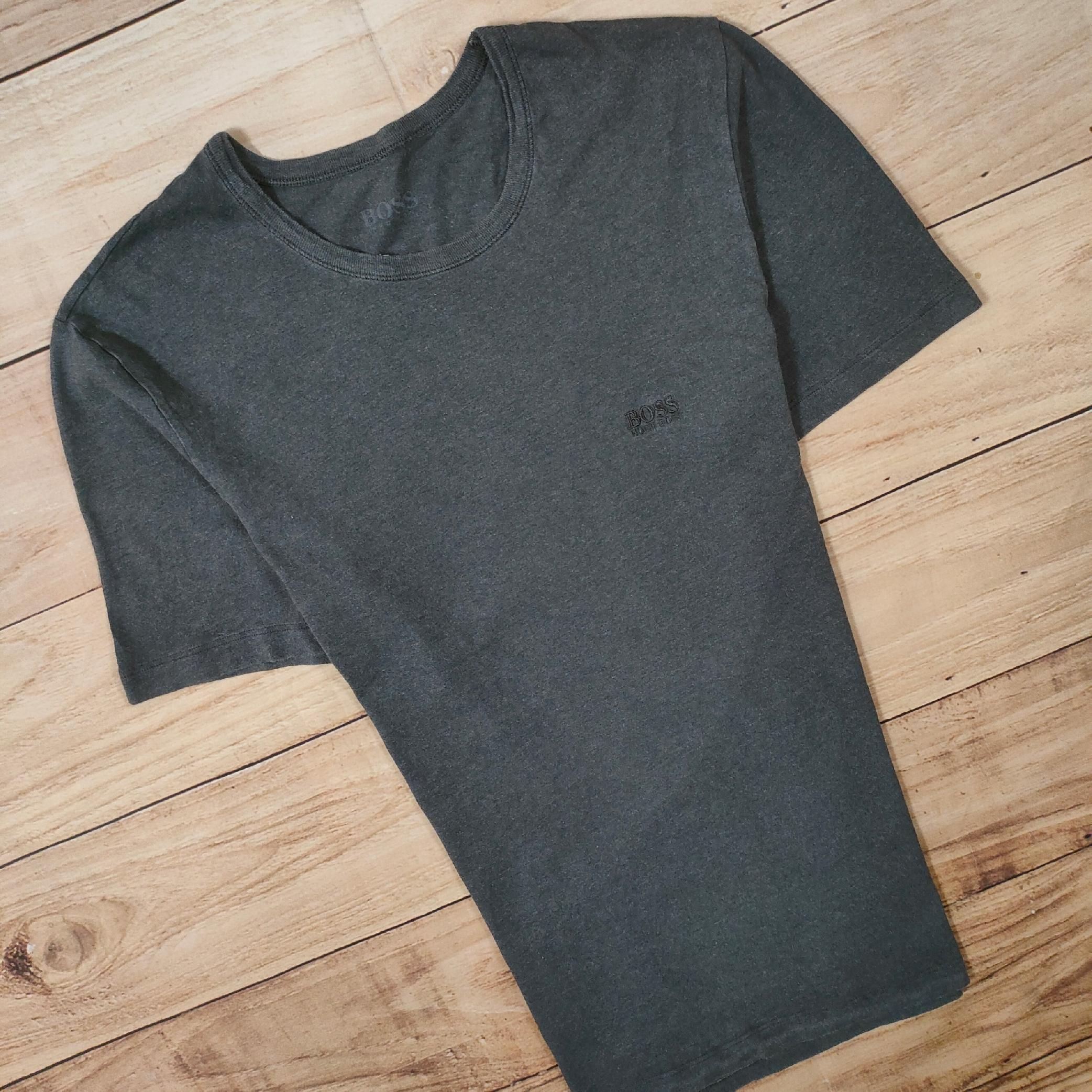 BOSS Koszulka T-Shirt Szara Męska Logowana r. S