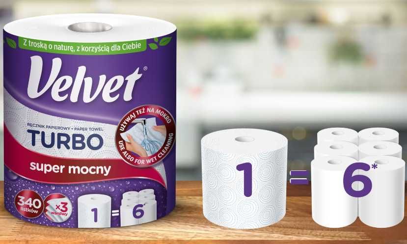 Ręcznik papierowy Velvet TURBO 96 opak (półpaleta) celuloza *15,60zł