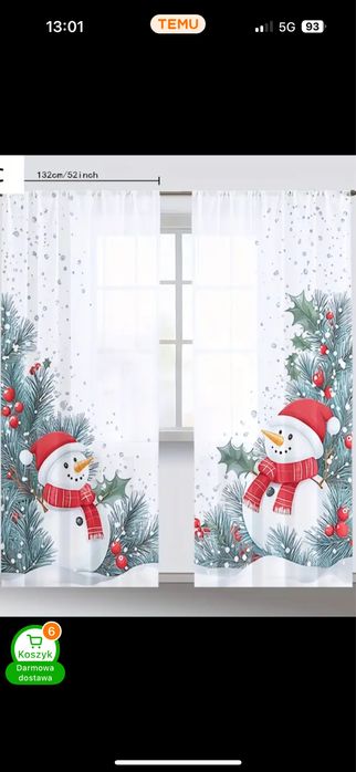 Firanka,zaslona świąteczna 2szt 130x210 cm