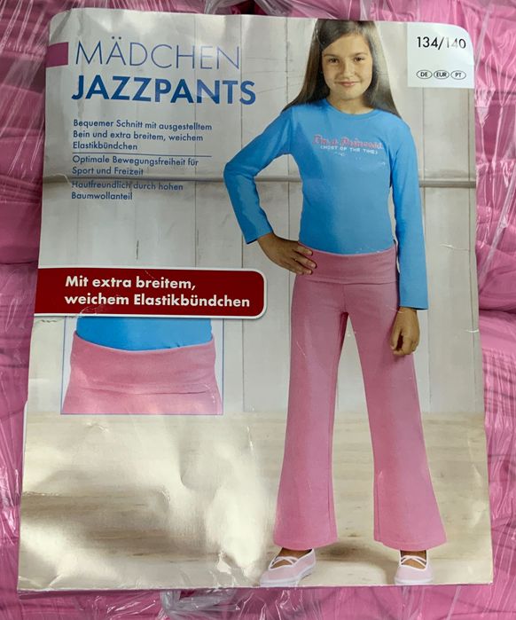 Spodnie dziewczęce dzwony bawełna niebieskie i różowe