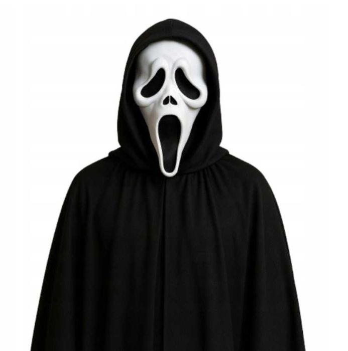 Strój DUCH ŚMIERĆ KRZYK Maska + Peleryna Halloween Jasełka Bal