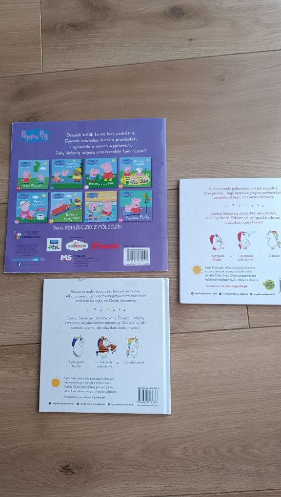 Zestaw książek Gucio się złości, Gucio się wstydzi i Peppa kosmiczny p