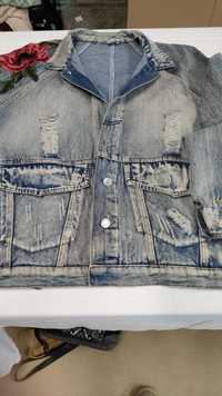 C/18 Kurtka jeans z haftem r. L