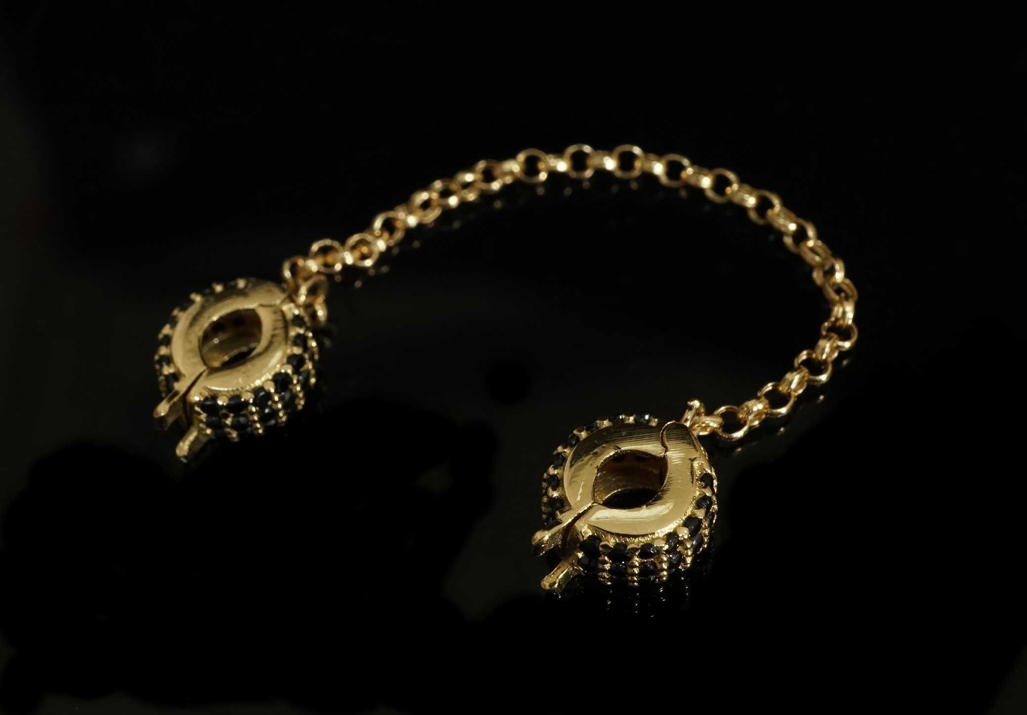 Złoto 585 - złota zawieszka beads stoper łańcuszek