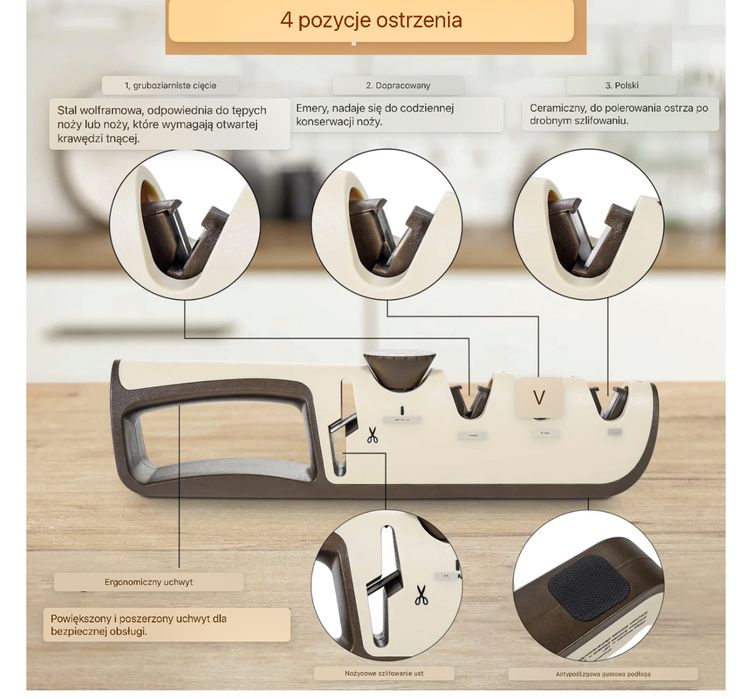 ręczna ostrzałka do noży 4 w 1 z ostrzałką do nożyczek