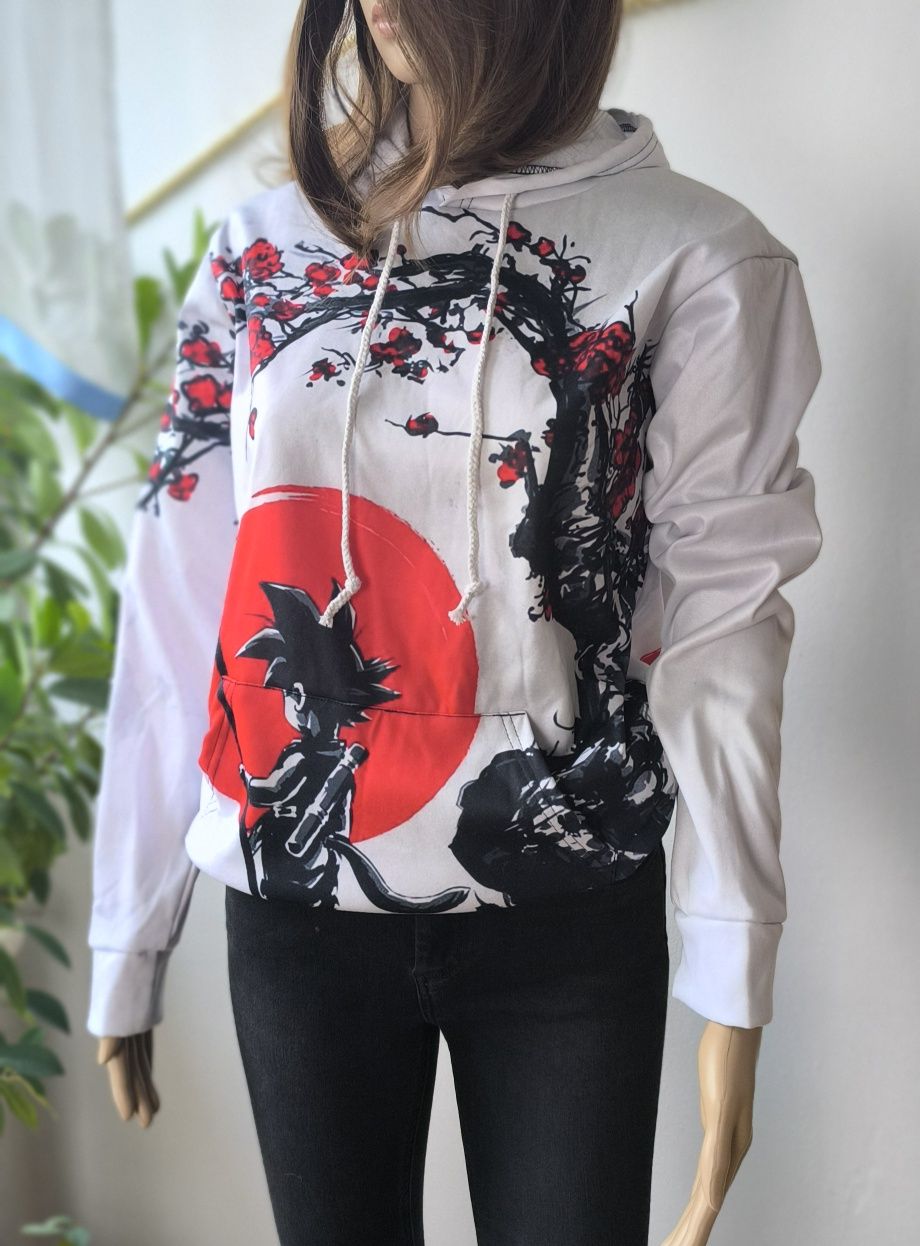 Nowa bluza z kapturem, nadruk inspirowany anime, rozmiar S
