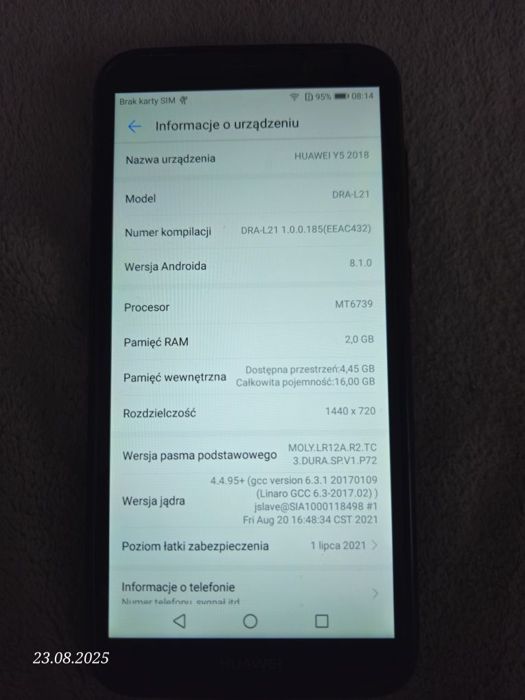 Huawei Y5 2018 2gb ram 16gb pamięci
