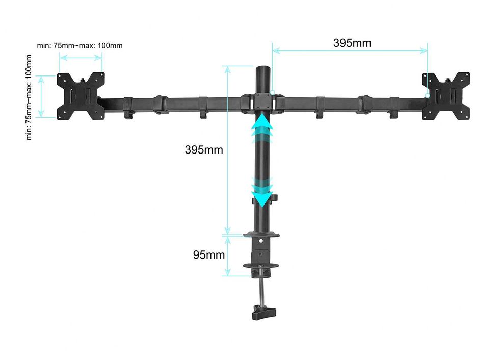 NOWY Uchwyt Monitora Na Dwa Monitory Stojak Ramię Podwójne Do Biurka