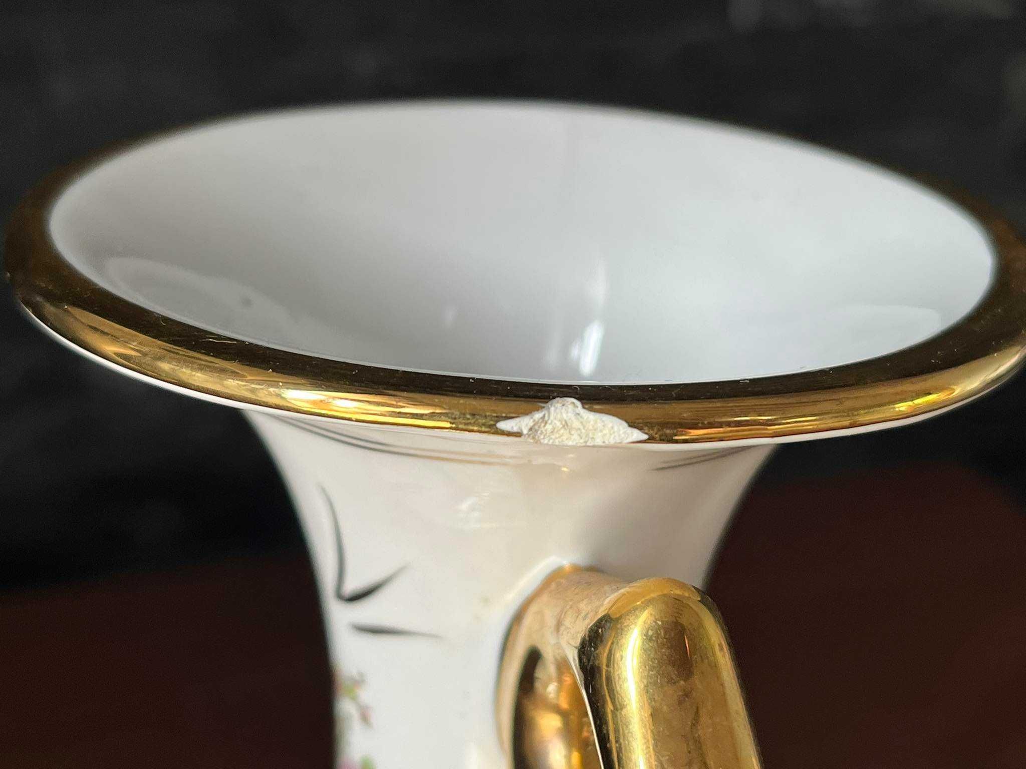Wazon Waza Paw grecka biała porcelana szkliwiona 24 k gold złoto